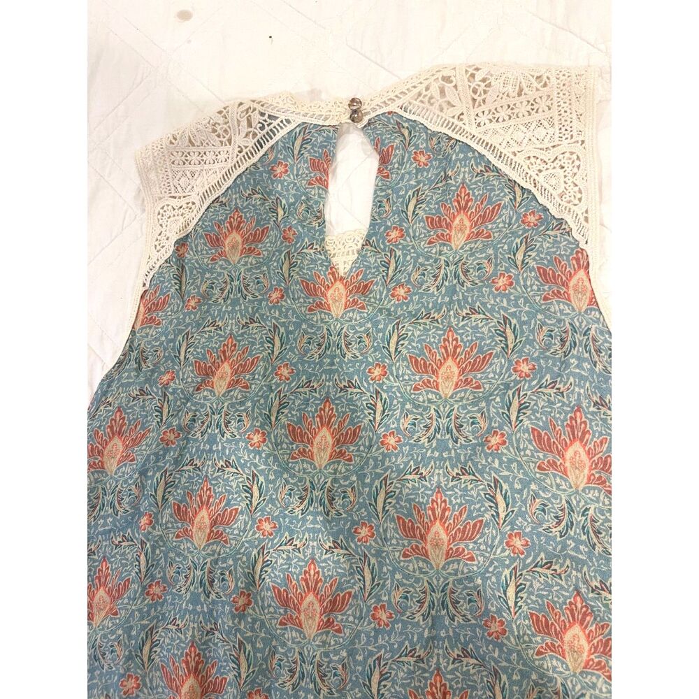 Maeve Floral Boho Lace Top S Sleeveless Flowy Lightweight Cottagecore Prairie - Picture 9 of 12